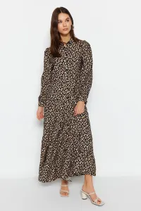 Trendyol Black Leopard Patterned Woven Shirt Dress