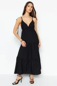 Trendyol Black Woven Strap V Neck Maxi Woven Dress