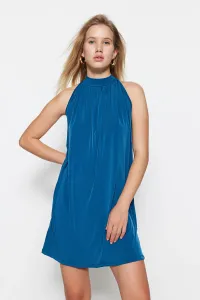 Trendyol Oil Halter Neck Mini Stretchy Knit Dress