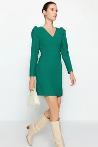 Trendyol Emerald Green Shoulder Detailed V Neck Mini Woven Woven Dress