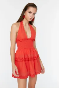Trendyol Red Gibel Lace Detailed Beach Dress