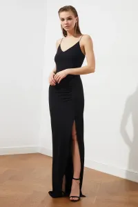 Trendyol Black Lined Knitted Evening Dress