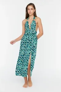 Trendyol Green Leopard Print Beach Dress with Accesories Detail