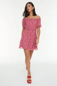 Trendyol Pink Belted Carmen Collar Dress #1594517