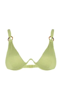 Trendyol Green Underwire Inverted V Underwire Textured Bikini Top