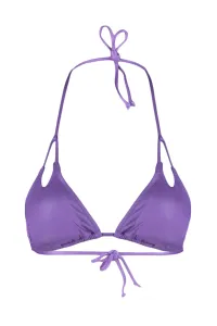 Trendyol Glossy Lacquer Printed Bikini Top With Purple Triangle Cut Out/Window