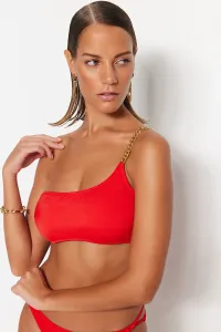 Trendyol Red One-Shoulder Chain Accessory Bikini Top #1350923