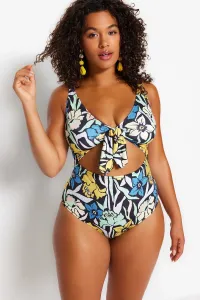 Trendyol Curve Multicolored Tie Detailed Floral Patterned Swimsuit