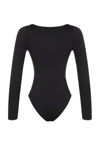 Trendyol Black V-Neck Cut Out/Windowed Long Sleeve High Leg Swimsuit #1350619