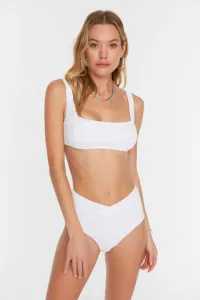 Trendyol White V-Cut, Textured High Waist Bikini Bottoms with Normal Legs #1046130