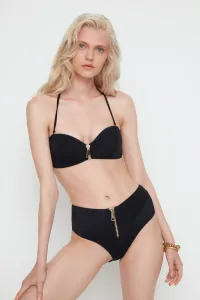 Trendyol X Moeva Black Zipper Detailed High Waist Bikini Bottoms