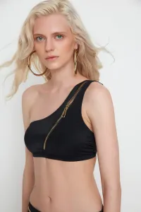 Trendyol X Moeva Black Zipper Detailed One-Shoulder Bikini Top