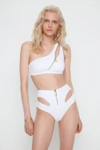Trendyol X Moeva White Zipper Detailed High Waist Bikini Bottom #976920