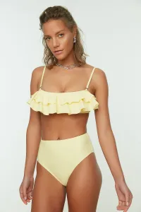 Trendyol Yellow High Waist Bikini Bottoms with Cup Stitching