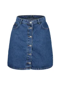 Trendyol Curve Light Blue High Waist Button Front Denim Skirt