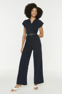 Trendyol Navy Blue Belted Double Breasted Collar Jumpsuit #1335621