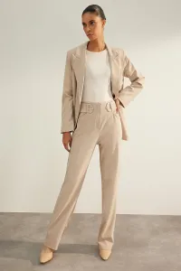 Trendyol Beige Premium Straight/Straight Fit Woven Trousers