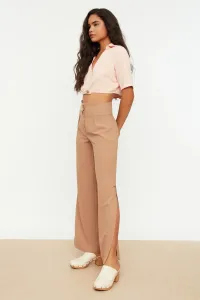 Trendyol Beige Front Closure Detail Woven Trousers with Side Slit