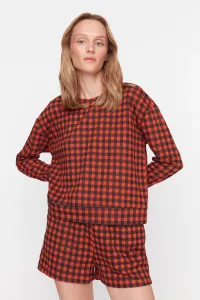 Trendyol Claret Red Plaid Knitted Pajamas Set #79317