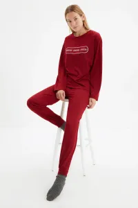 Trendyol Claret Red Printed Back Detailed Knitted Pajamas Set #1317884