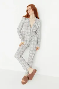 Trendyol Gray 100% Cotton Plaid Shirt-Pants Knitted Pajama Set #1525524