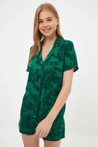 Trendyol Green Print Detail Shirt-Shorts Pajamas Set