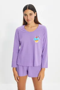 Trendyol Lilac Cupcake Printed Knitted Pajamas Set #1258492