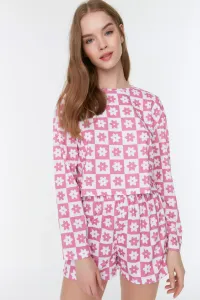 Trendyol Pink Floral Printed Knitted Pajamas Set #108167