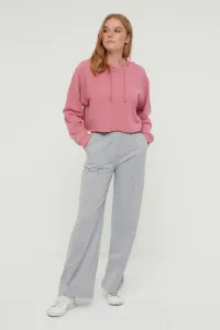 Trendyol Gray High Waist Wide Legs Rib Detailed Wide Leg Knitted Sweatpants