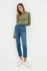 Trendyol Blue Cut-Off High Waist Slim Fit Jeans #1340362