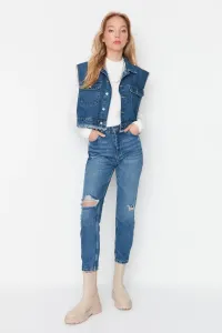 Trendyol Blue Ripped Detailed High Waist Mom Jeans #821643
