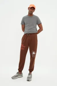Trendyol Men's Brown Oversize/Wide Cut Jogger Sweatpants with Text and Elastic Legs. TMMNSS22EA0119 #992178