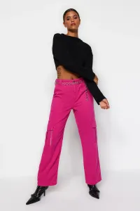 Trendyol Pink Pocket Detailed High Waist Wide Leg Jeans