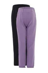 Trendyol Navy Blue-Lilac 2-Pack Girl Knitted Thin Sweatpants