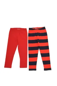 Trendyol Red-Multicolored Striped 2-Pack Girls Knitted Leggings #1238508