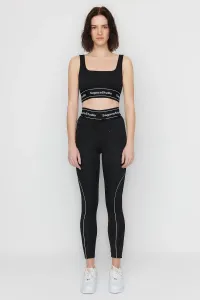Trendyol X Sagaza Studio Black Stretchy Sports Tights with Piping Detailed and Push-Up Stitching
