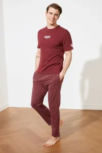 Trendyol Claret Red Printed Knitted Pajamas Set #1019374