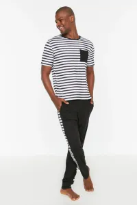Trendyol Black Men's Regular Fit Striped Pajamas Set #72520