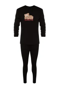 Trendyol Men's Black Printed Regular Fit Knitted Pajamas Set #971773