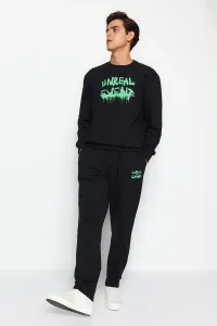 Trendyol Men's Black Regular Fit Printed Knitted Pajamas Set #2703502