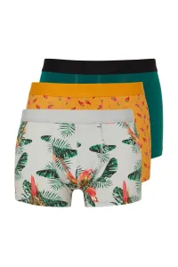 Trendyol Men's Multicolored Tropical Print Cotton 3-Pack Boxer