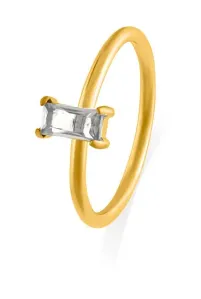 Troli Affascinante anello placcato oro con zircone chiaro 51 mm