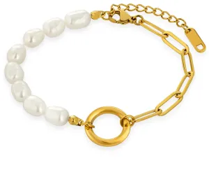 Troli Affascinante bracciale placcato oro con perle TO3941