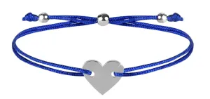 Troli Braccialetto blu in cordino con il cuore in acciaio #503476