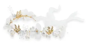Troli Elaborato cerchietto di perle con fiori