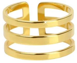 Troli Elegante anello triplo in acciaio placcato oro