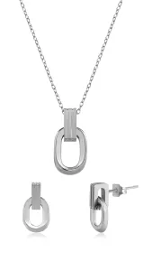 Troli Elegante set di gioielli minimalisti in acciaio (orecchini, catena, pendente)