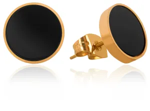 Troli Moderni orecchini placcati oro con centro nero