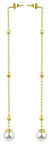 Troli Orecchini lunghi placcati in oro con perla VEDE0141G-PE