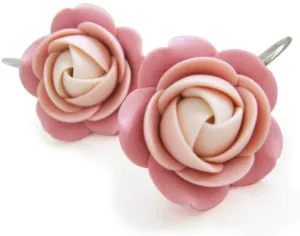 Troli Orecchini pendenti fiori crema-rosa